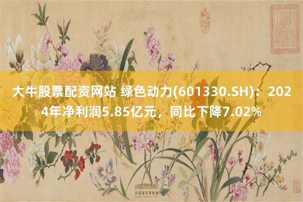 大牛股票配资网站 绿色动力(601330.SH)：2024年净利润5.85亿元，同比下降7.02%