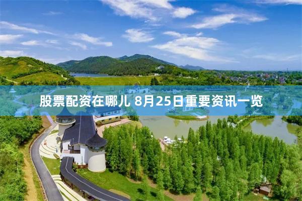 股票配资在哪儿 8月25日重要资讯一览